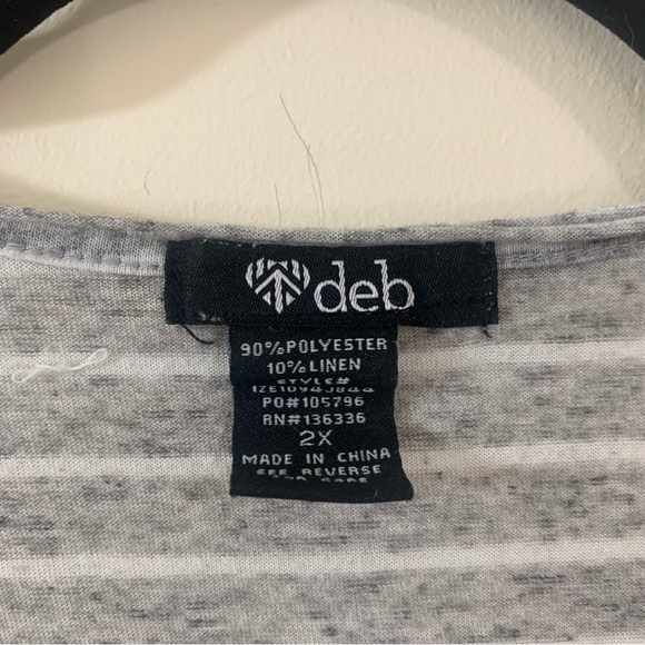 Deb Striped Gray and White Tshirt Tunic Sz 2x - Picture 2 of 3